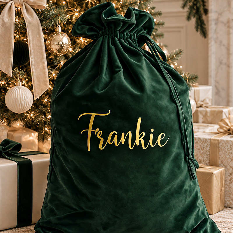 Personalised Green Velvet Santa Sack