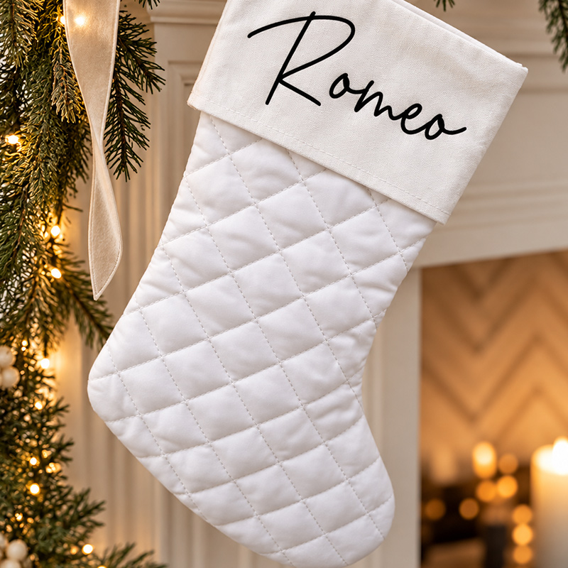 White Quilted Christmas Stocking